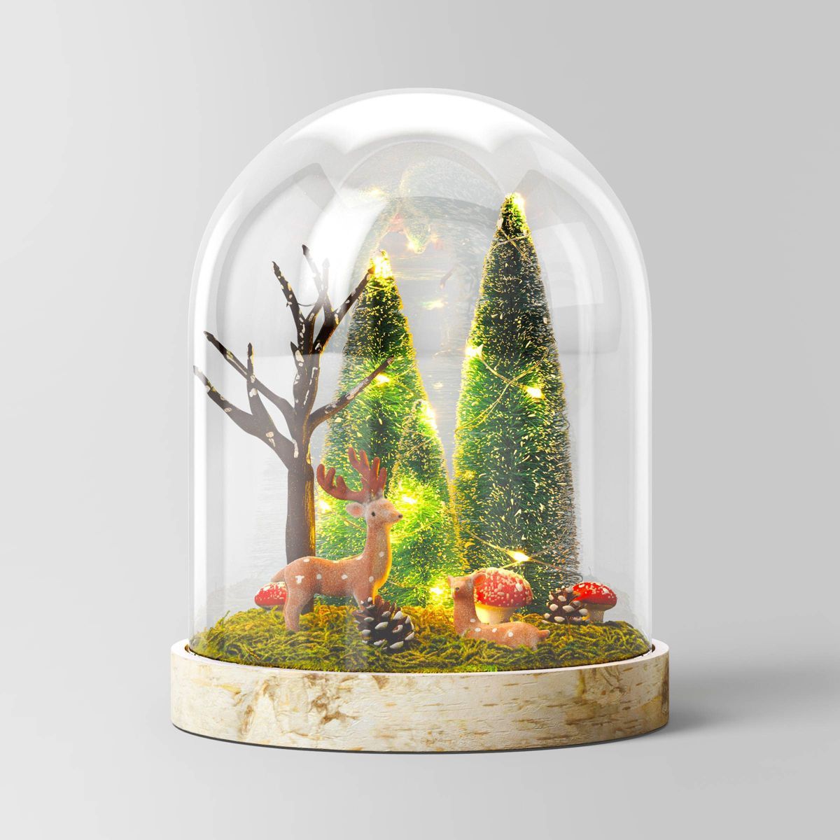 8" Battery Operated Lit Forest Scene Decorative Christmas Cloche - Wondershop™ | Target
