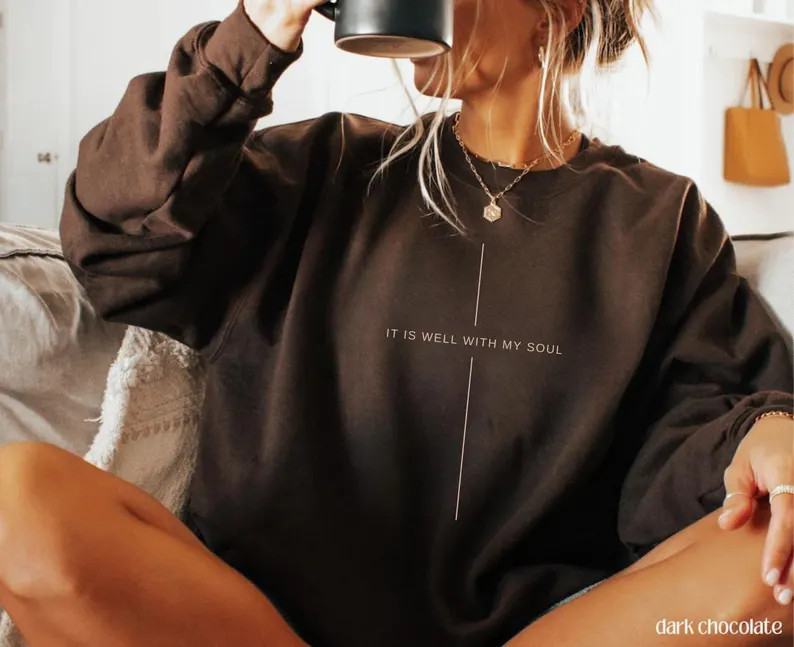 Christian Sweatshirt \u2022 It Is Well With My Soul Shirt \u2022 Minimalist Cross Sweatshirt \u20... | Etsy (Global)