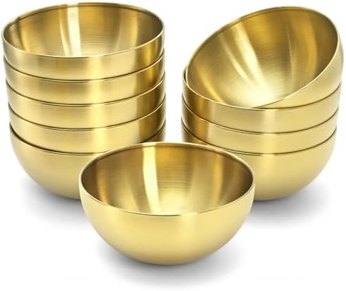 Cedilis 10 Pack Gold Serving Bowls, 5.9 Inch Salad Bowl, Decorative Gold Stainless Steel Bowls fo... | Amazon (US)