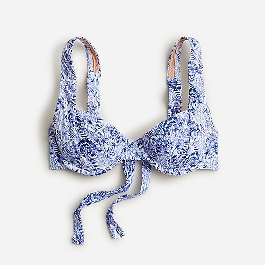Cross-back underwire bikini top in dandelion swirl | J. Crew US