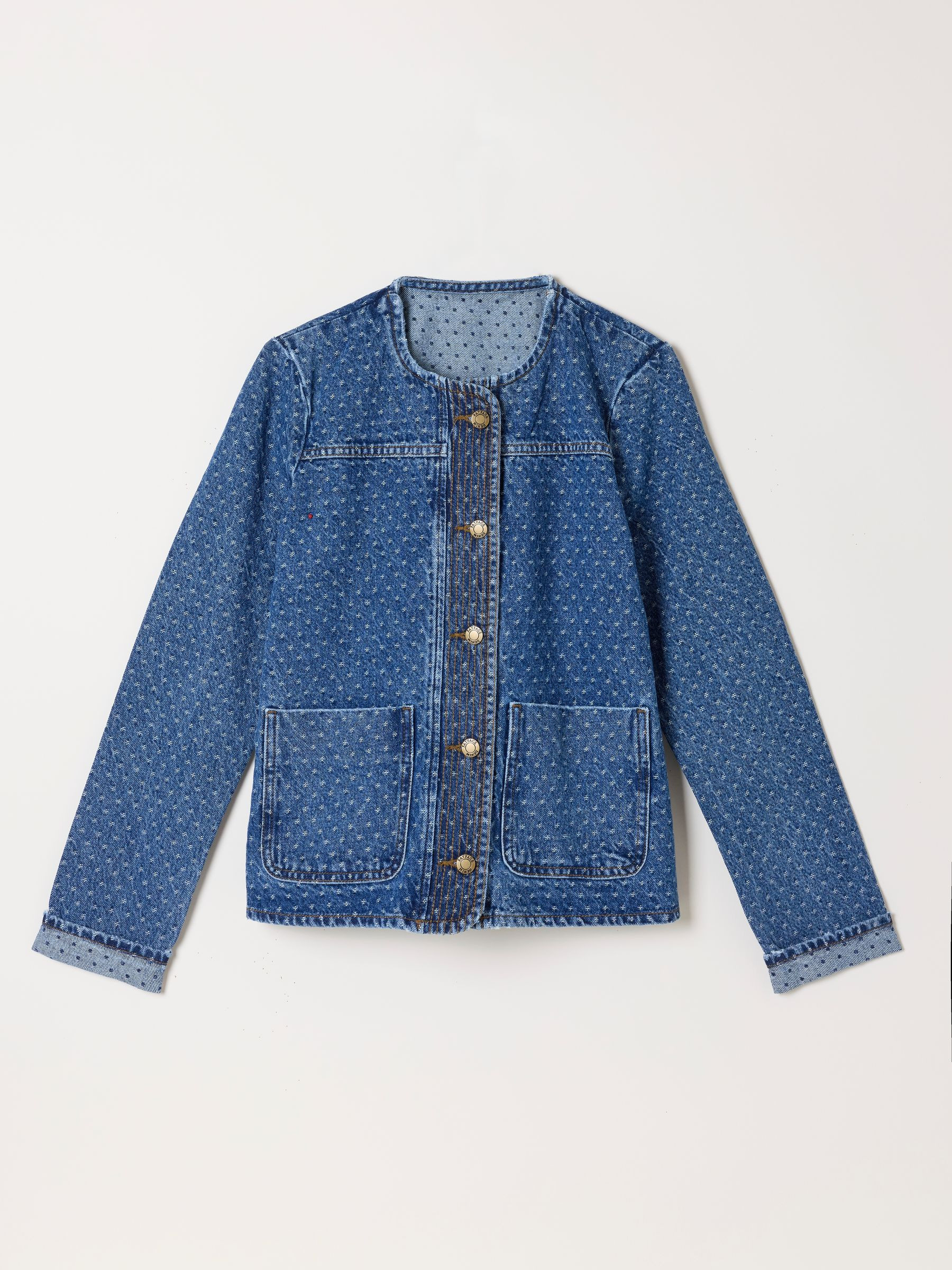 Maeve Blue Petite Spot Denim Jacket | Fat Face