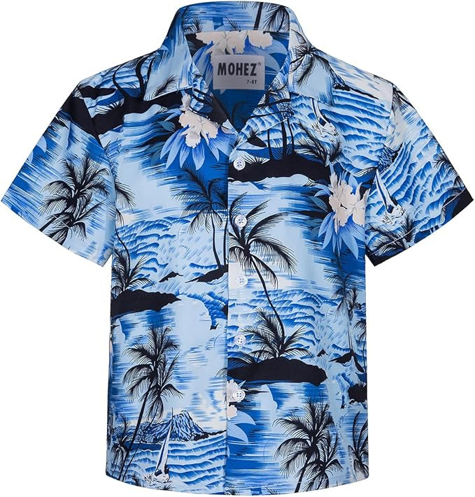 MOHEZ Little & Big Boys Hawaiian Shirts Short Sleeve Summer Beach Tropical Casual Aloha Luau Shir... | Amazon (US)
