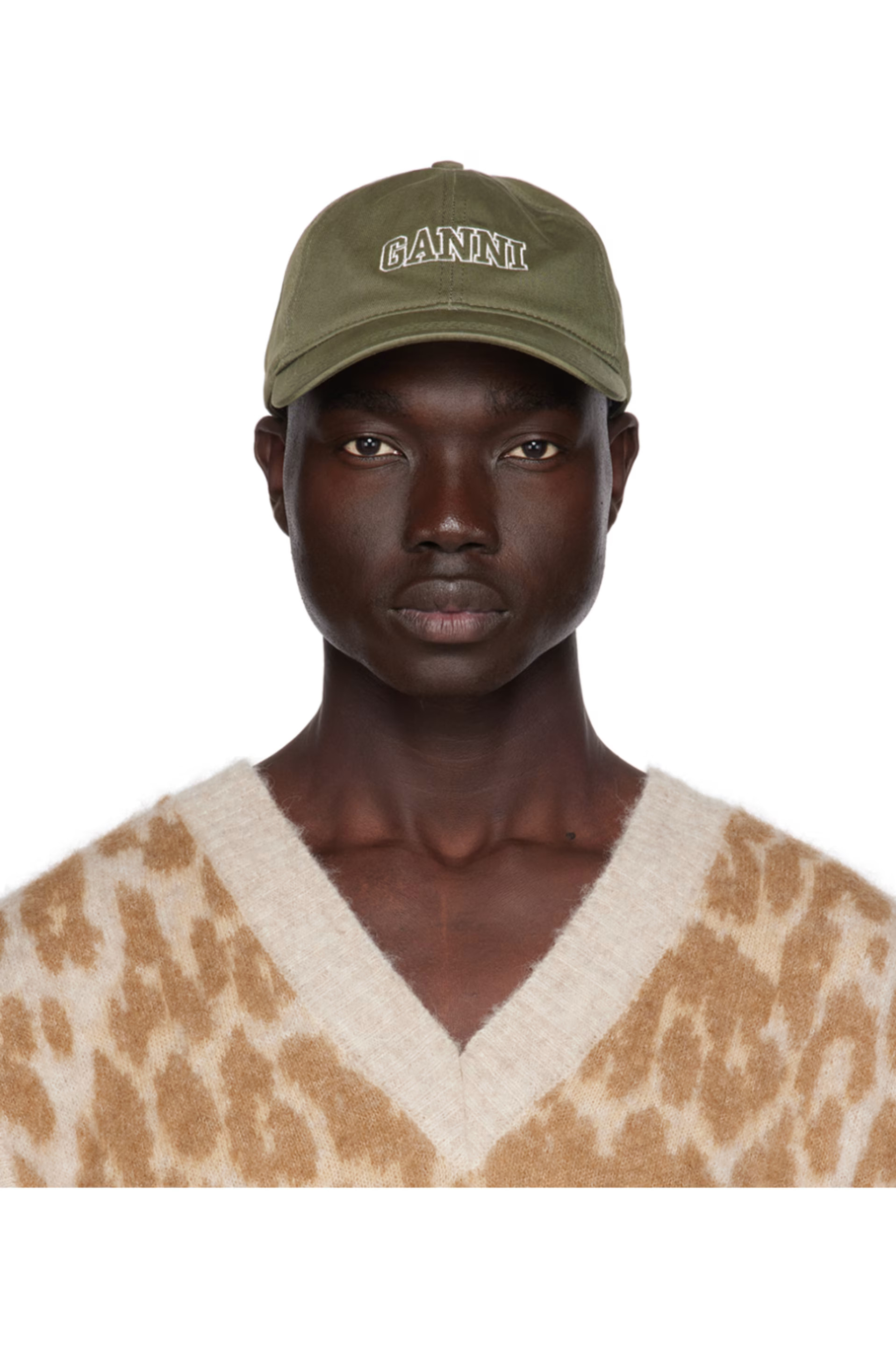 GANNI - Green Embroidered Logo Cap | SSENSE