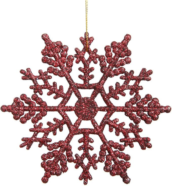 Vickerman 21442-4" Burgundy Glitter Snowflake Christmas Tree Ornament (24 pack) (M101405) | Amazon (US)