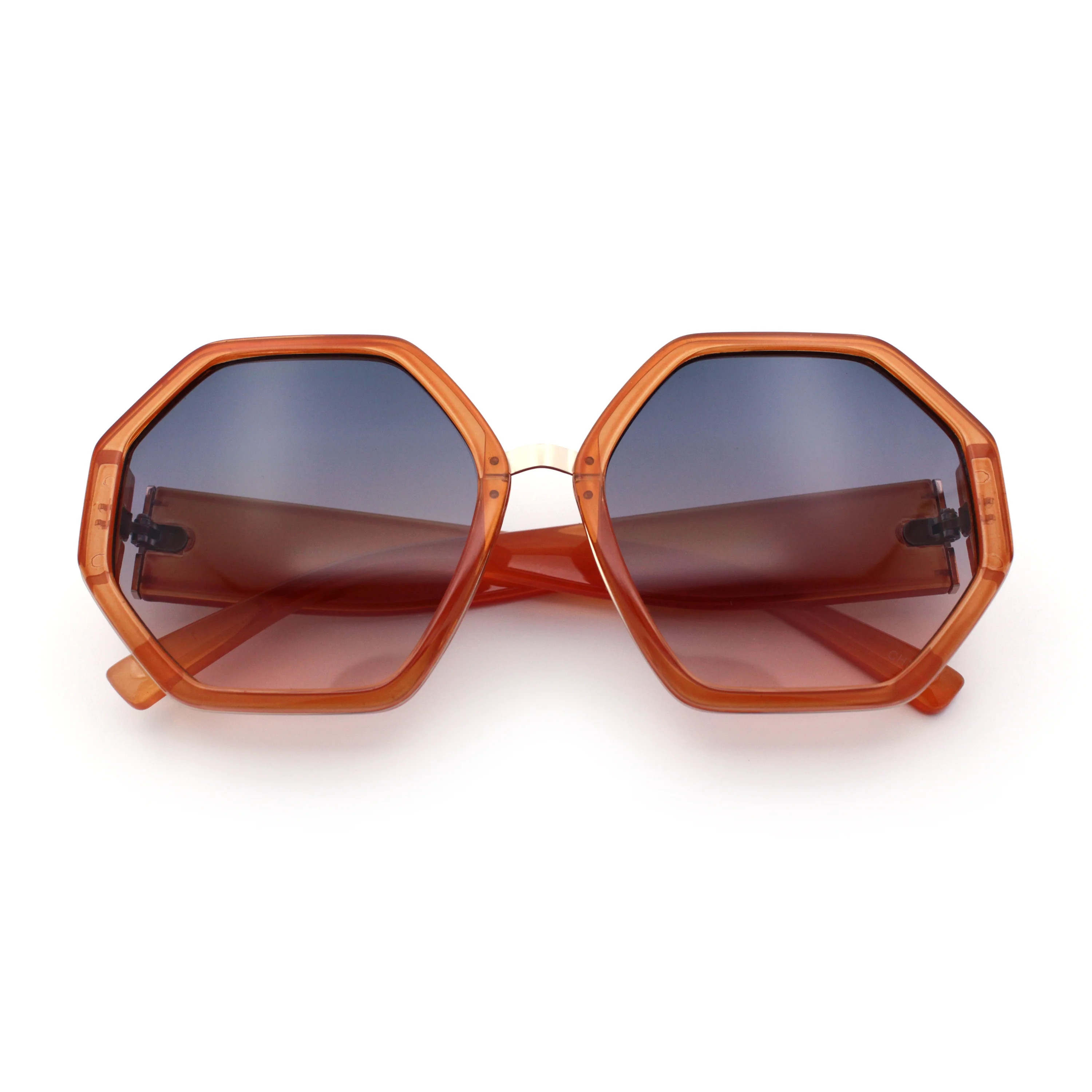 Womens Octagonal Oversized Retro Chic Fashion Double Rim Sunglasses Orange - Black Orange | Walmart (US)