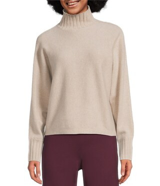 Cashmere Horizontal Knit Oversized Turtleneck Long Sleeve Sweater | Dillard's