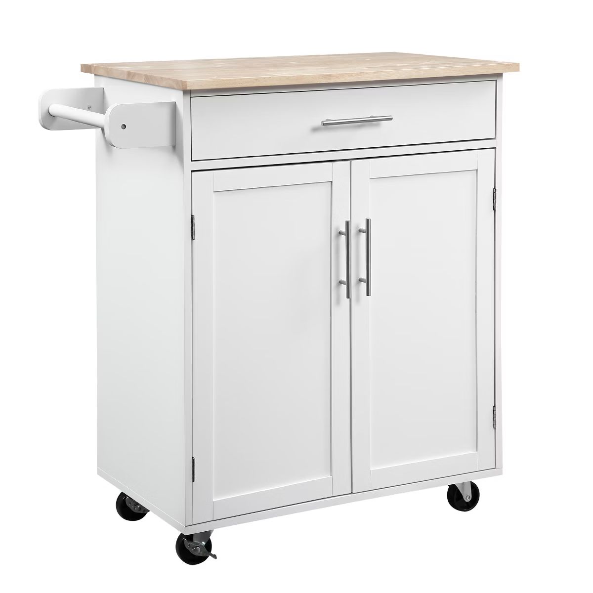 HOMCOM Kitchen Island Cart Rolling Trolley Cart with Drawer, Storage Cabinet & Towel Rack | Target