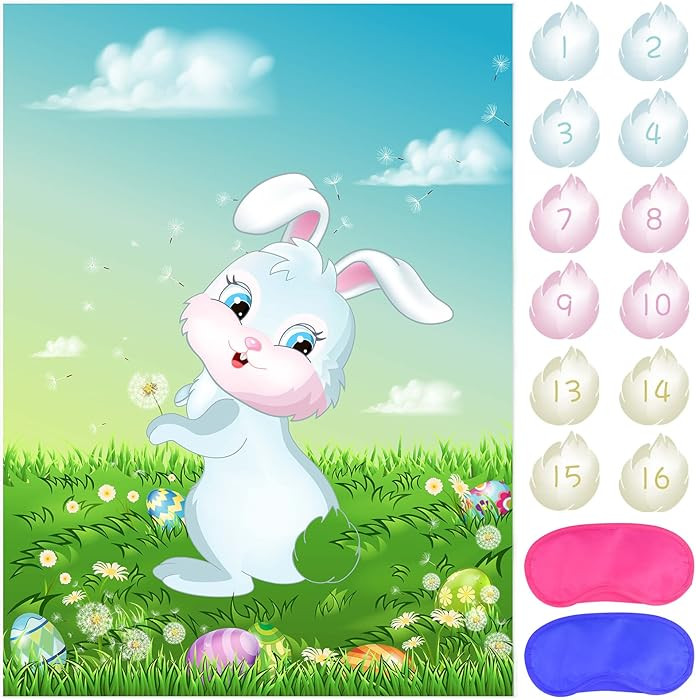 ASTARON Juego de Pintar la Cola al Conejo para Fiesta de Cumpleaños, Juego de Pascua con 24 Adhe... | Amazon (US)