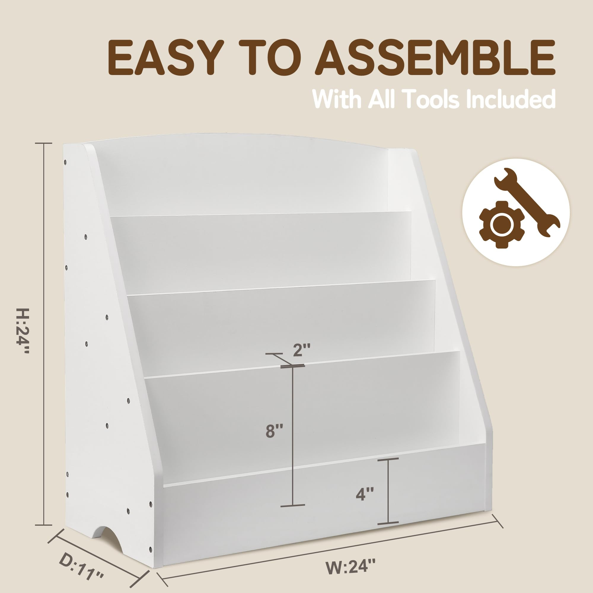 TOETOL 4-Tier Kids Bookshelf - Toddler Book Display Shelves for Classrooms, Playrooms, and Nurser... | Amazon (US)