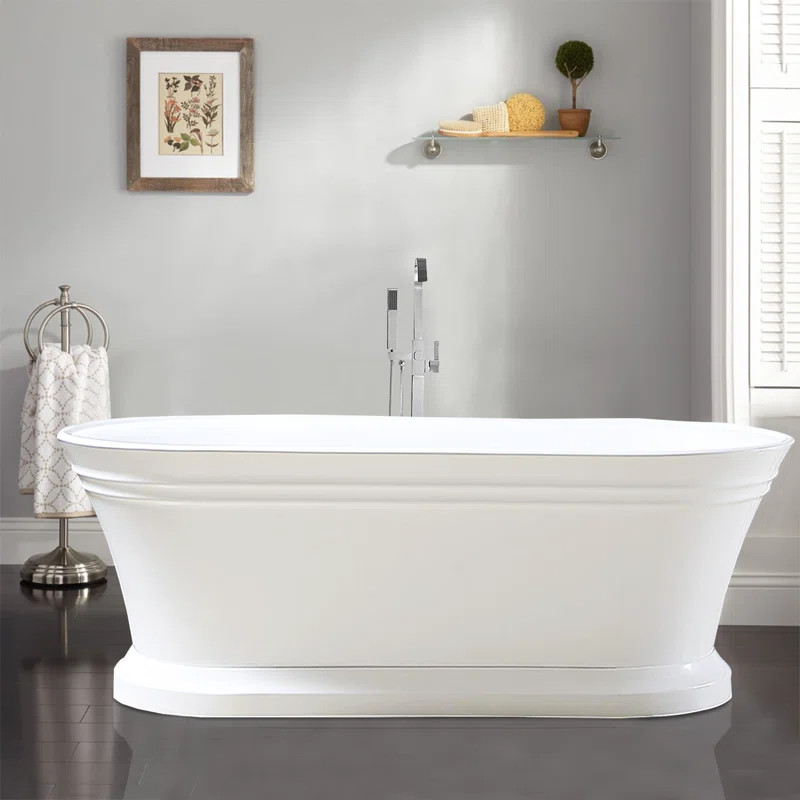 67" x 31" Freestanding Soaking Acrylic Bathtub | Wayfair Professional