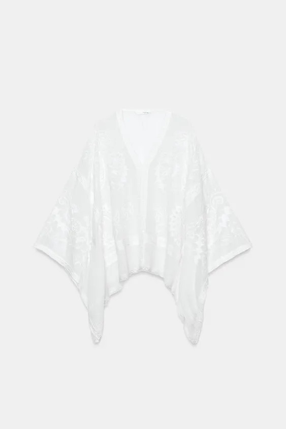 ZW COLLECTION EMBROIDERED CAPE BLOUSE | Zara UK