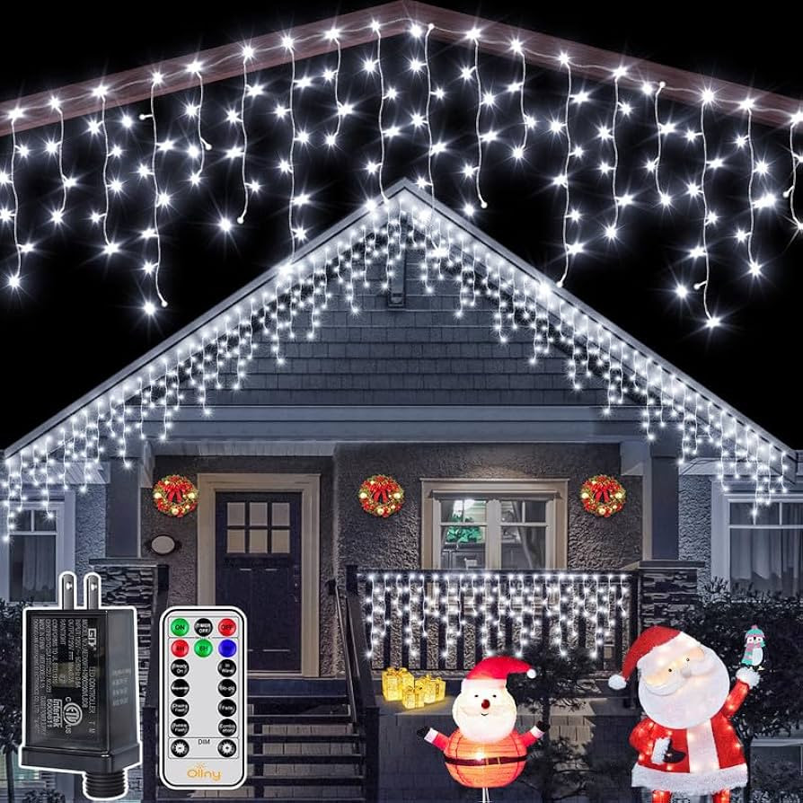 Ollny Icicle Lights for Outside 504LED 41FT, Cool White Christmas Light with Remote 8Modes Timers... | Amazon (US)