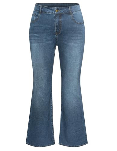 Hanna Nikole Women 2025 High Rise Skinny Flare Jeans Light Grey Butt Lifting Wide Flare Jeans for Curvy Women 24 Plus | Amazon (US)