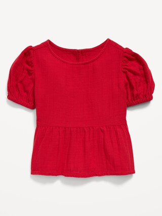 Short-Sleeve Double-Weave Peplum Top for Toddler Girls | Old Navy (CA)