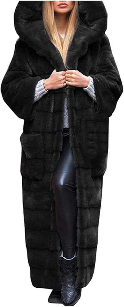 Womens Warm Parka Coats Luxury Faux Fur Fluffy Maxi Jackets Winter Fashion Hooded Full-Length Out... | Amazon (US)