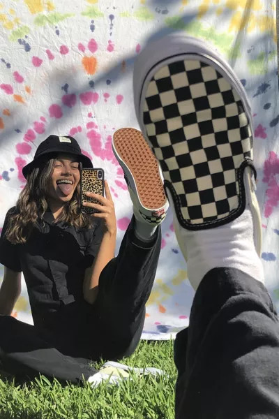 Vans Classic Checkerboard Slip-On Sneaker in Black/Off White Checkerboard at Urban Outfitters | Urban Outfitters (US and RoW)