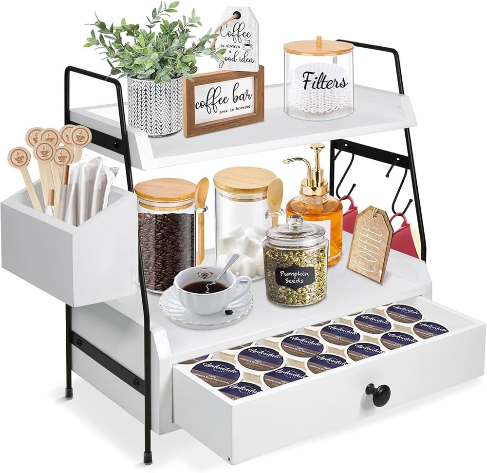 Coffee Bar Accessories and Organizer Countertop, Coffee Station Organizer Kitchen Counter Shelf O... | Amazon (US)