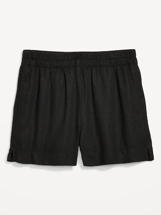 High-Waisted Beach Linen Pull-On Shorts | Old Navy (US)