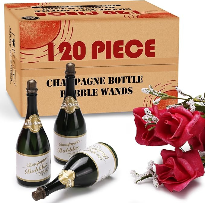 120 Pack Mini Champagne Bottle Bubble Bulk, Ideal for Wedding Send Off, Bridal Shower or Engageme... | Amazon (US)