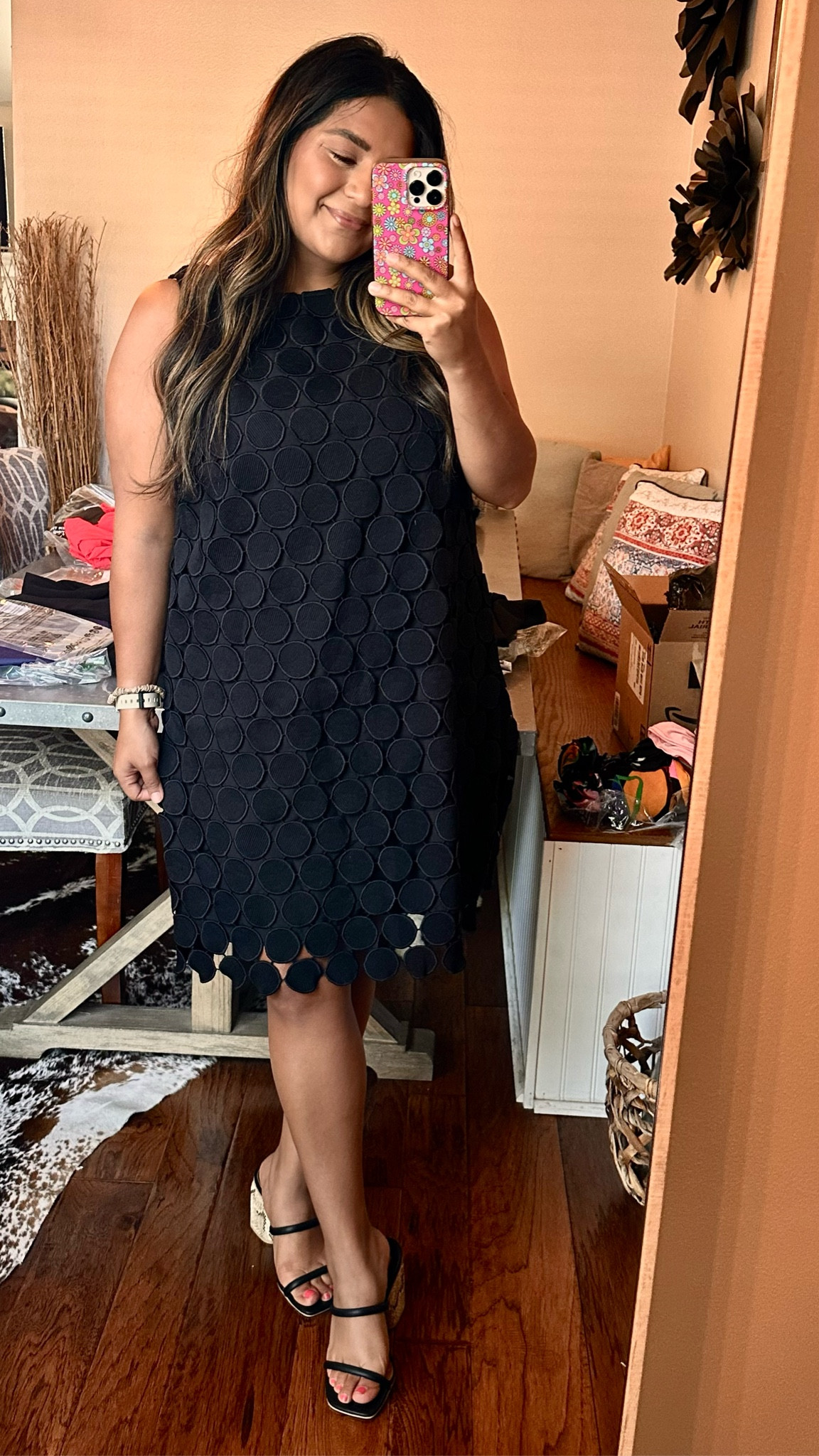 Love the texture and flow of this LBD. True to size, and full coverage for those who may be working an event or chasing kids. 

#LTKMidsize #LTKWedding #LTKParties