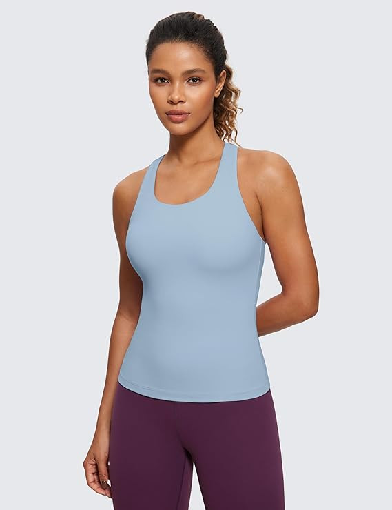 CRZ YOGA Butterluxe Workout Tank Tops for Women Built in Shelf Bras Padded - Racerback Athletic S... | Amazon (US)