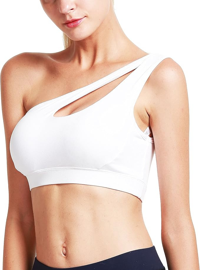 RUNNING GIRL One Shoulder Sports Bra Workout Yoga Bra Sexy Cute Medium Support | Amazon (US)