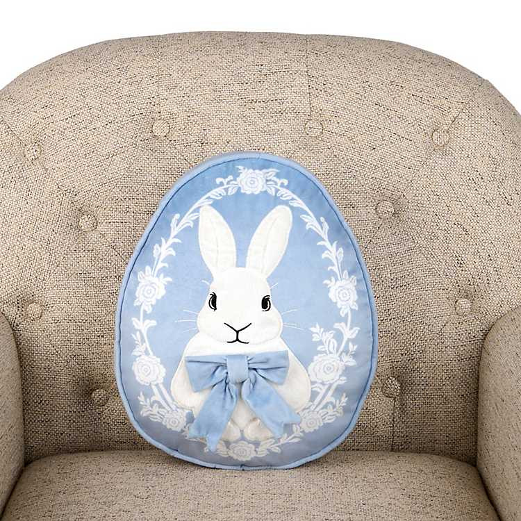 Blue Bunny Egg Shaped Pillow | Kirklands