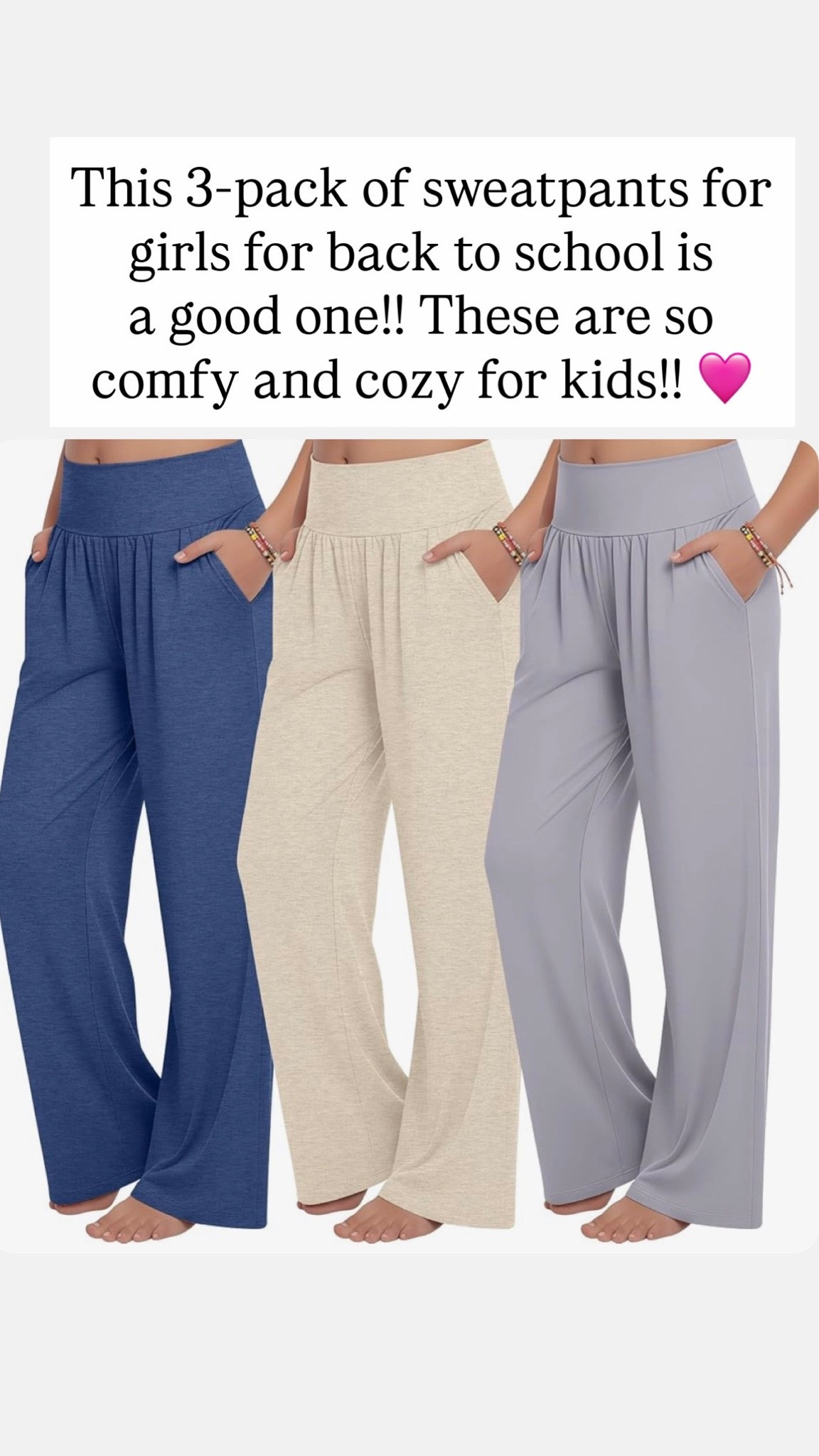 This 3-pack of sweatpants for girls are adorable!

#LTKKids #LTKSaleAlert