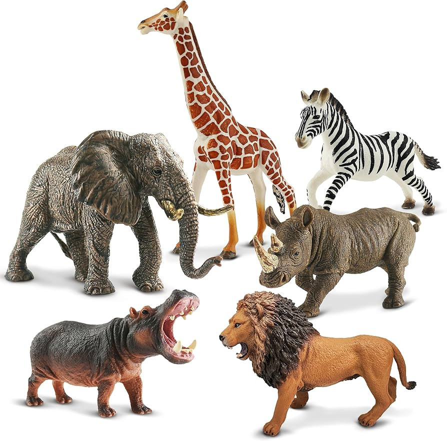 6PCS Safari Animal Figure Toys for Kids 3-5 Realistic Plastic Jungle Animal Figurines African Wil... | Amazon (US)