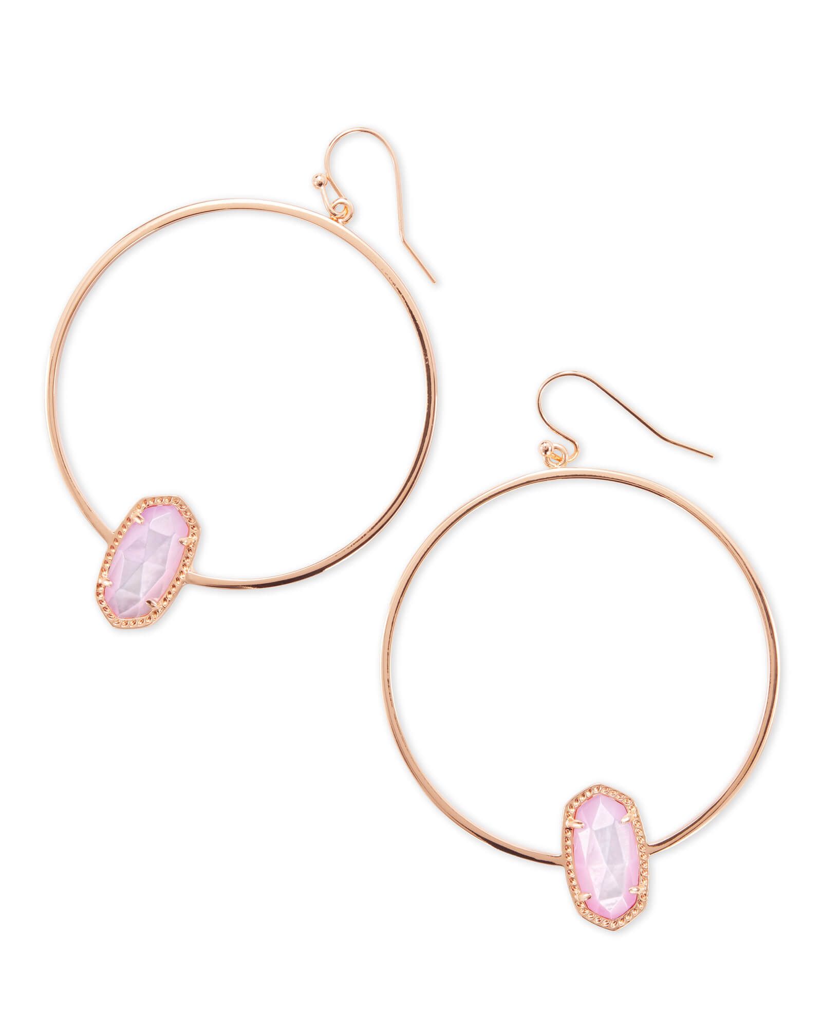 Elora Rose Gold Hoop Earrings in Lilac Mother of Pearl | Kendra Scott