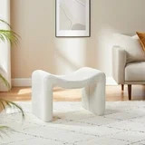 Vanomi Boucle Foot Stools Ottoman M-shape Footrest for Living Room Bedroom, White | Walmart (US)