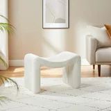 Vanomi Boucle Foot Stools Ottoman M-shape Footrest for Living Room Bedroom, White | Walmart (US)