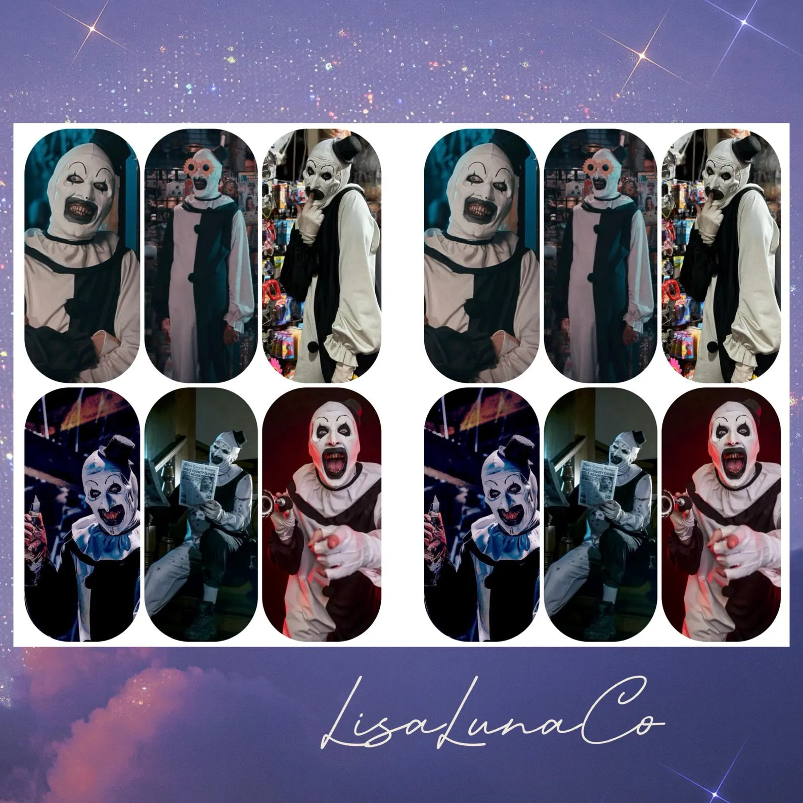 Terrifier Art The Clown - waterslide nail decals | Etsy (Global)