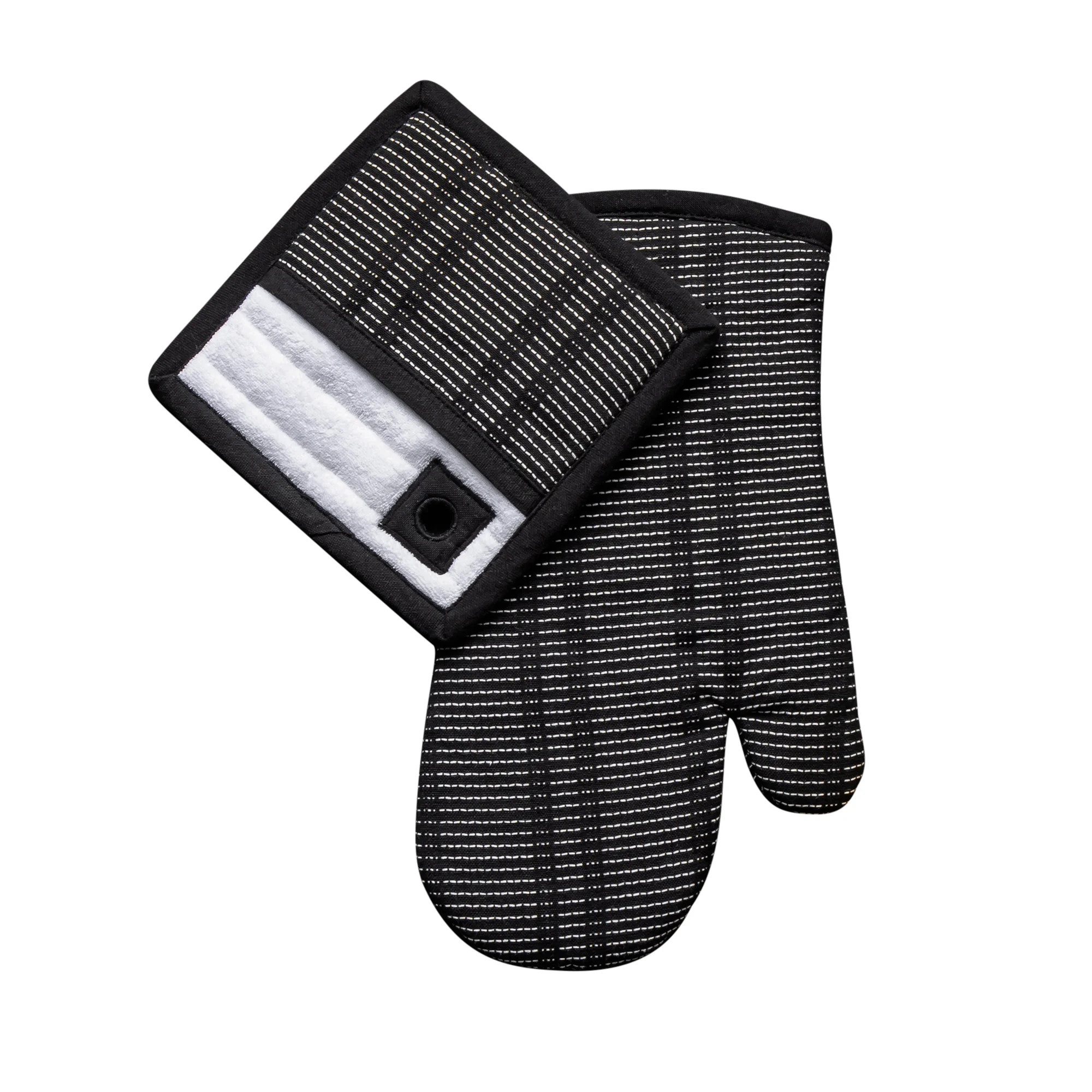 Thyme & Table 2-Piece Set Oven Mitt & Pot Holder, Black & White Print - Walmart.com | Walmart (US)