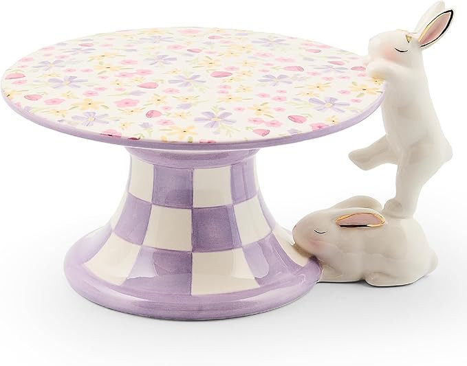 MACKENZIE-CHILDS Ceramic Pedestal Platter, Decorative Tray Stand, Posie Patch Mini Bunny | Amazon (US)