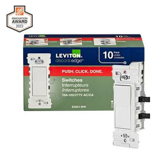 Decora Edge 15 Amp Single Pole Switch, 10-Pack, White | The Home Depot