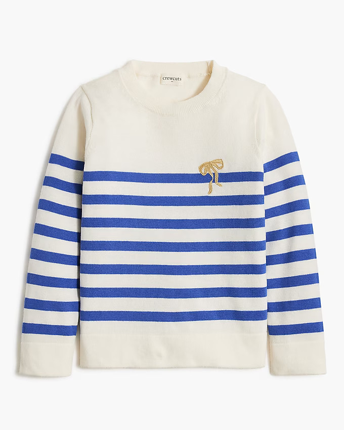 Girls' striped sweater with embroidered bow | J.Crew Factory
