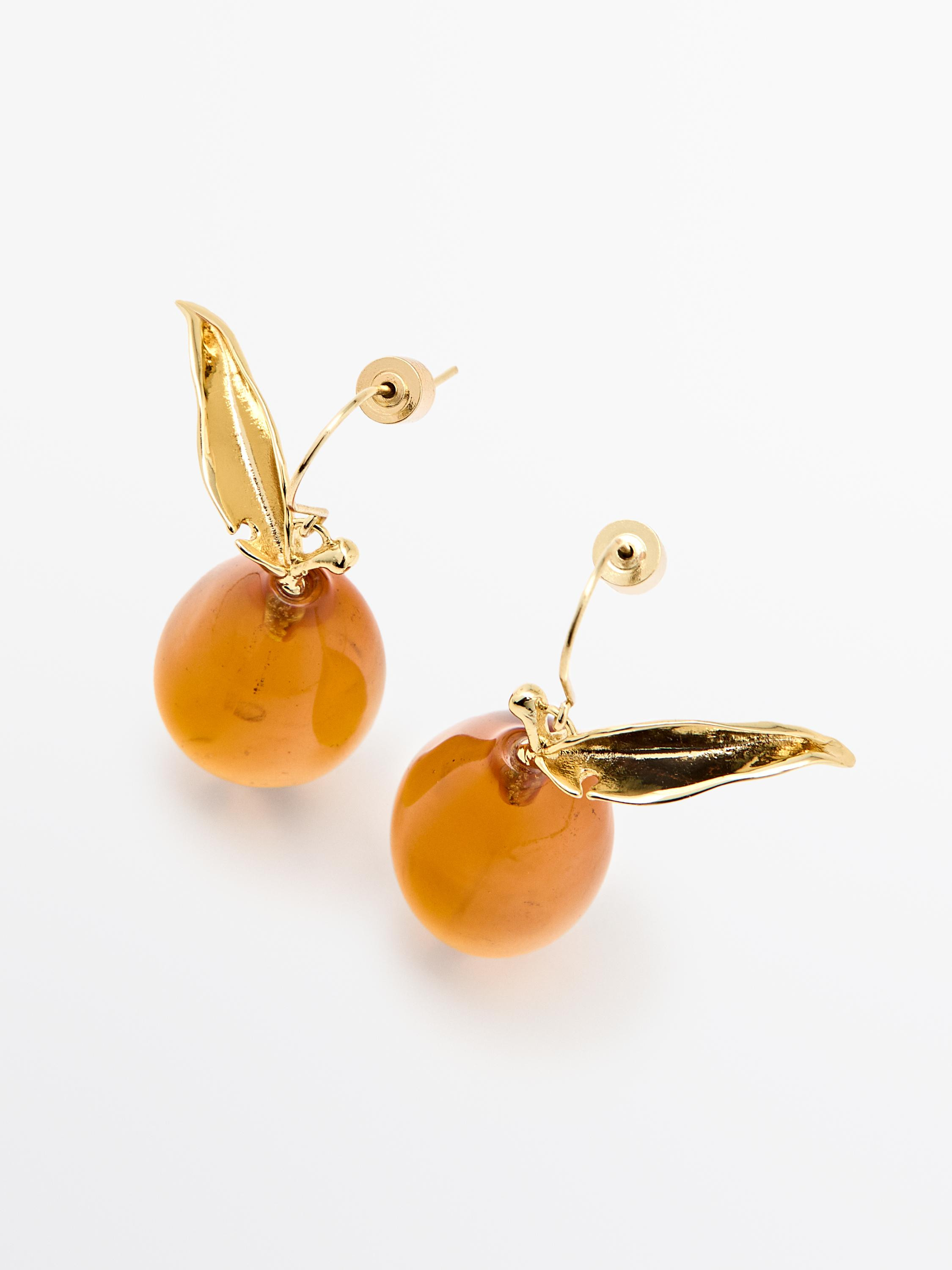 Mini glass lemon earrings | Massimo Dutti US
