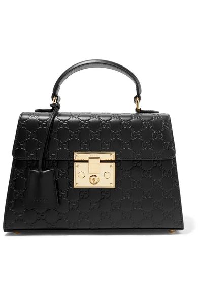 Gucci - Padlock Embossed Leather Tote - Black | NET-A-PORTER (US)