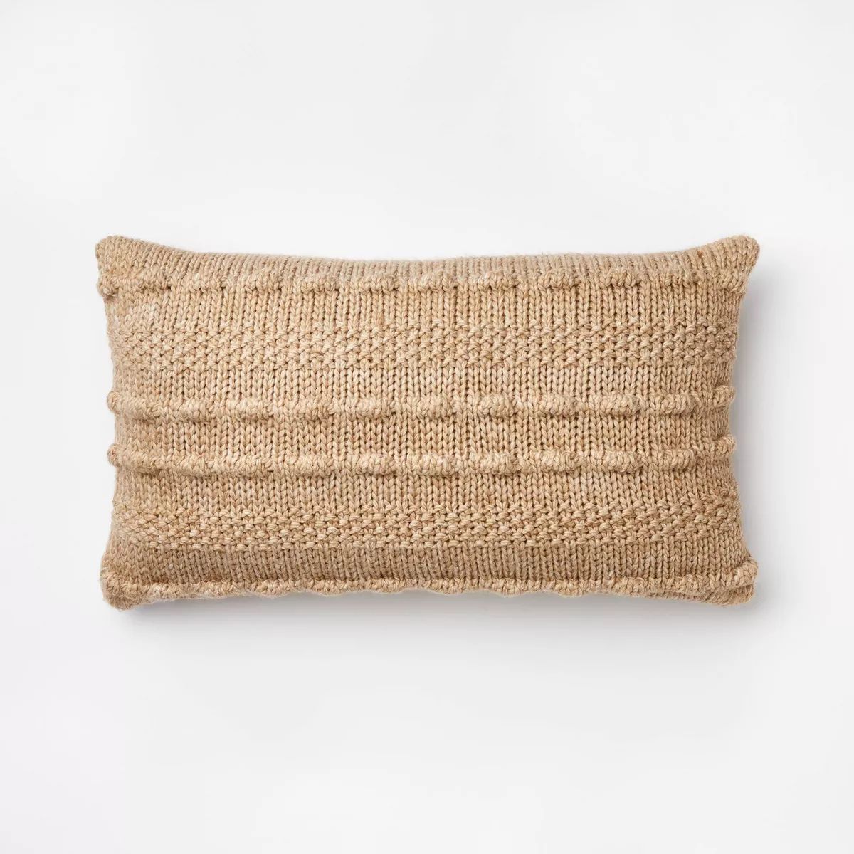Oversized Bobble Knit Striped Lumbar Throw Pillow Beige - Threshold™ designed with Studio McGee | Target