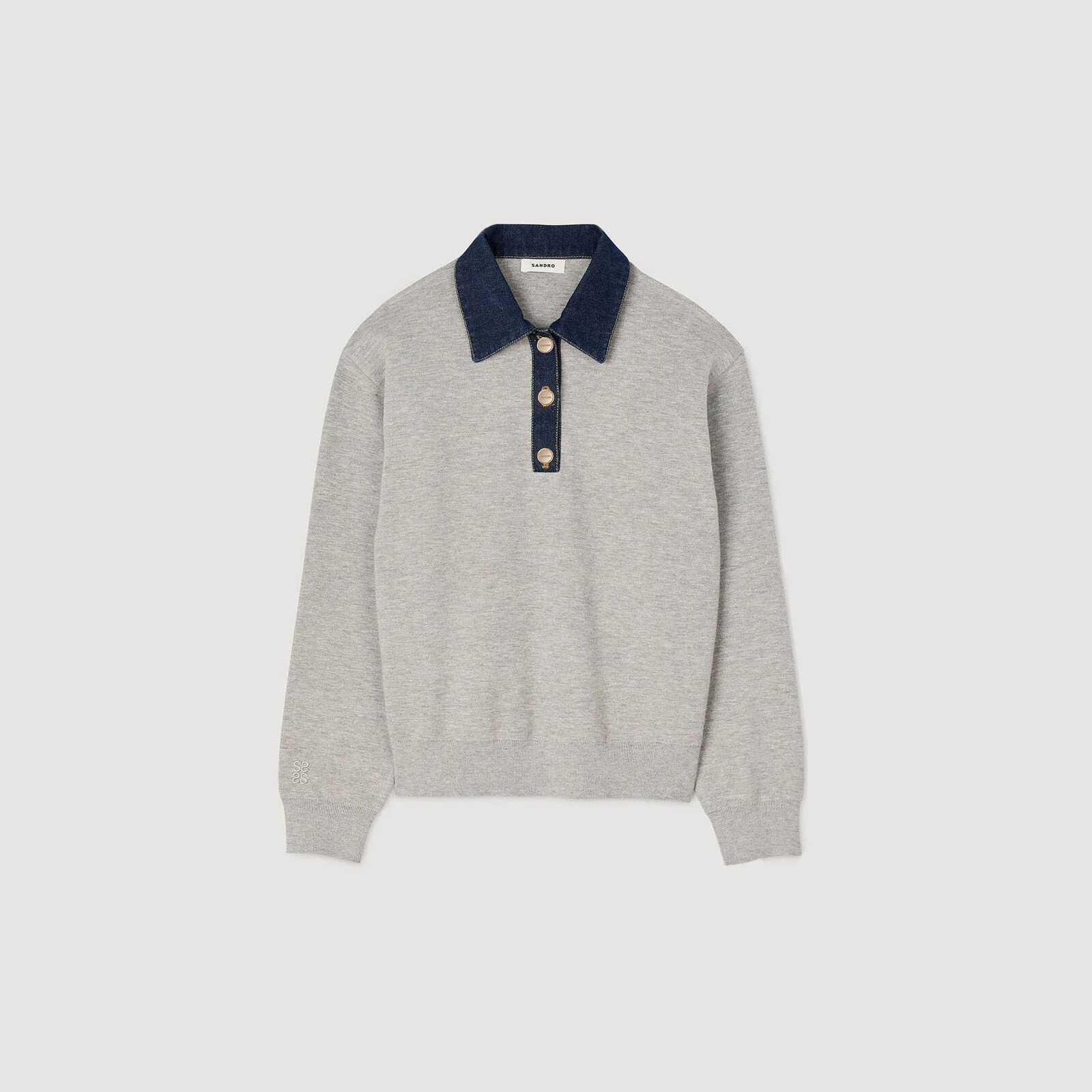 Sweater with denim collar | Sandro US | Sandro-Paris US
