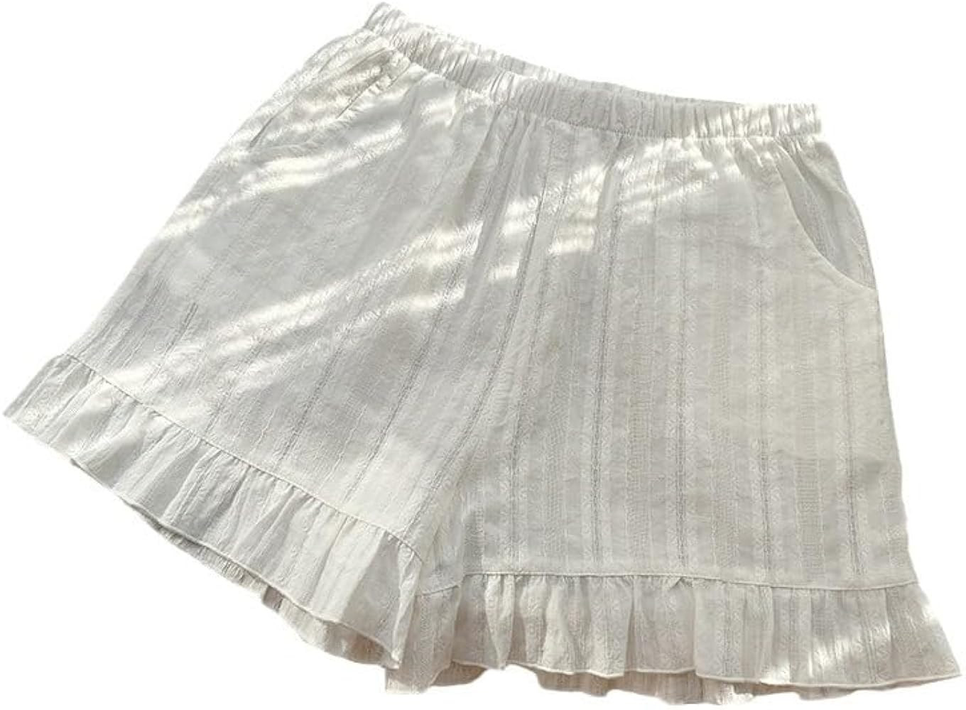 Womens Ruffle Pajama Shorts Cotton Pj Bottoms Cute Lounge Sleep Shorts with Pockets | Amazon (US)