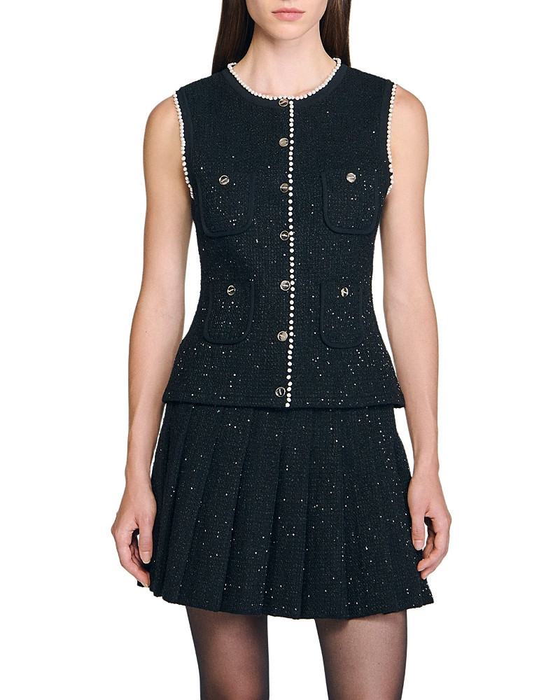 Sandro Decorative Tweed Waistcoat | Bloomingdale's (US)