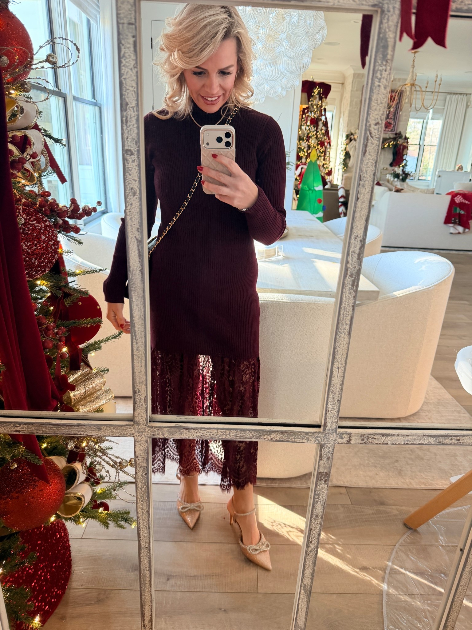 Last nights holiday look for dinner with the girls! Dress is from tuckernuck, heels are Amazon (love them so much I have multiple colors!) 

#LTKHoliday
