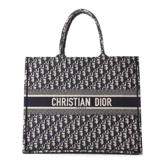 CHRISTIAN DIOR Oblique Book Tote Blue Multicolor | Fashionphile