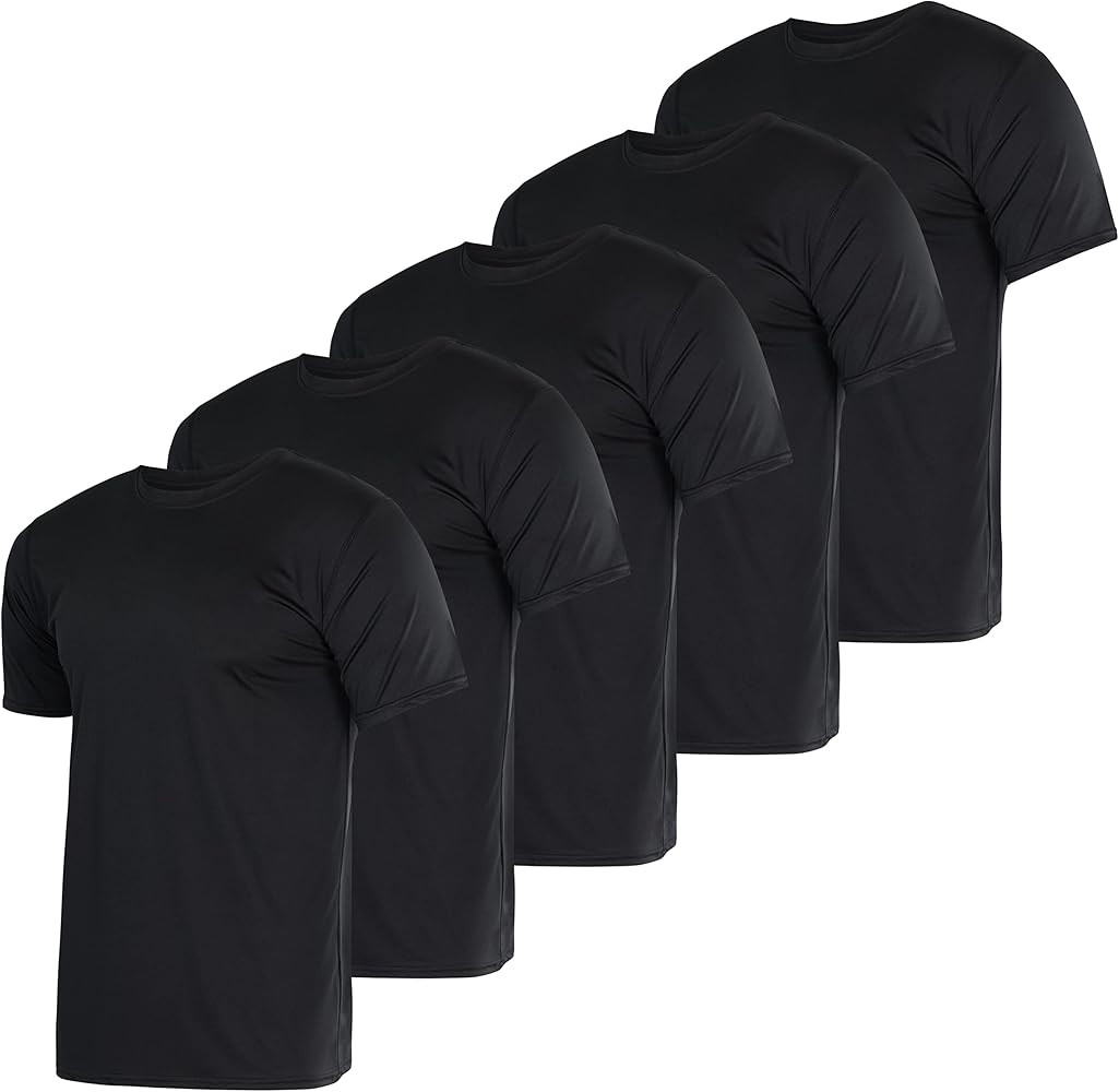 Real Essentials 5 Pack: Men’s Short Sleeve Dry Fit Active Crew Neck T Shirt - Athletic Running ... | Amazon (US)