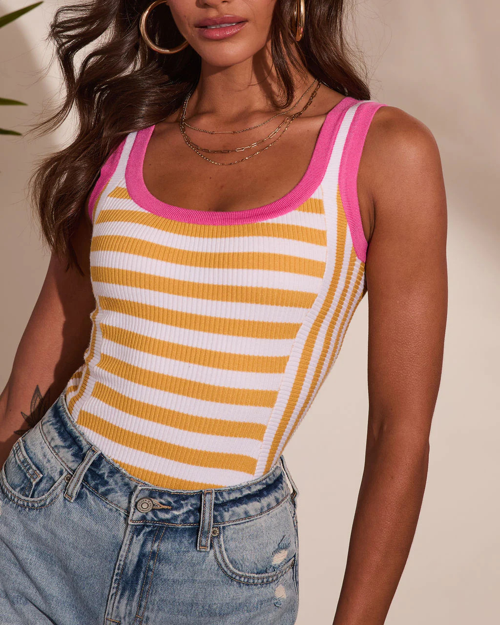 Summer Drift Striped Contrast Trim Tank Top | VICI