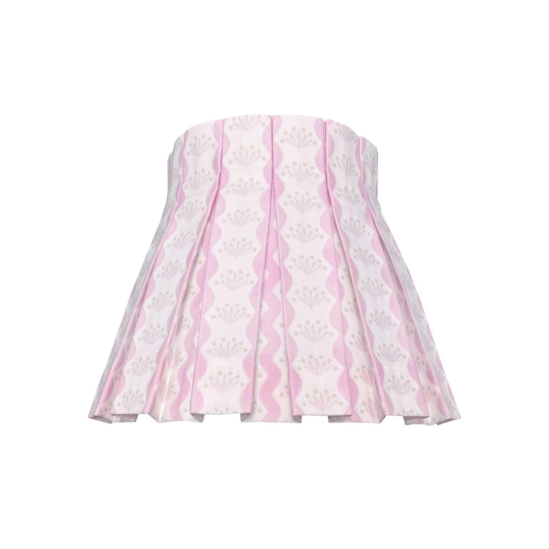 Box Pleat Pastel Pink Floral Motif Lampshade | Linen-cotton Blend - Etsy | Etsy (US)