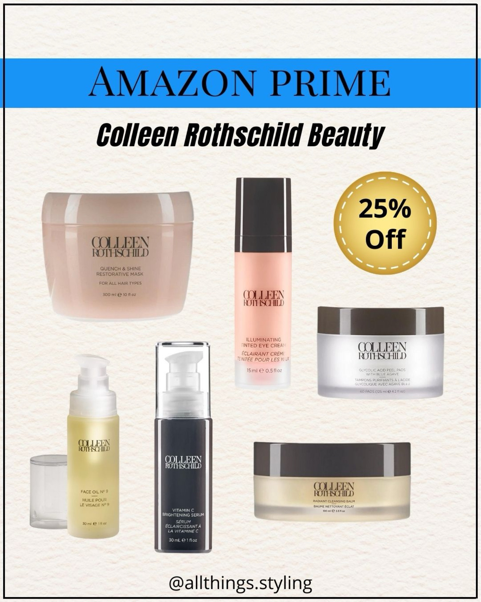 My COLLEEN ROTHSCHILD Beauty favorites are 25% Off during AMAZON Prime Day 🌸

Amazon Sale, Amazon Prime Day Deals, Amazon Colleen Rothschild Sale, Quench and Shine Hair Mask, Colleen Rothschild tinted eye cream 

#LTKBeauty #LTKSaleAlert #LTKOver40