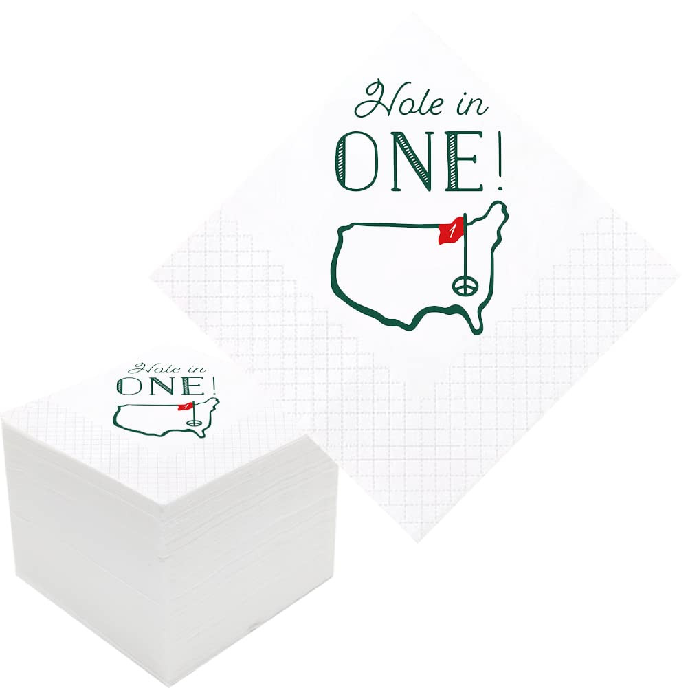 Golf Cocktail Napkins, 100 Pack Hole in One First Birthday Golf Themed Paper Disposable Cocktail ... | Amazon (US)